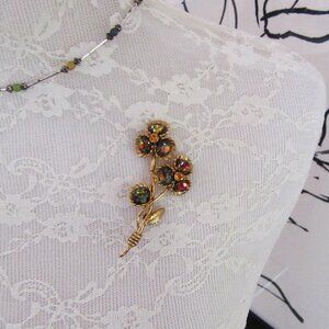 Rivoli rhinestone flower bouquet brooch MCM - Mothers Day - Valentine